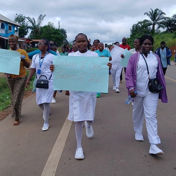 IN PHEBE HOSPITAL PROTEST
